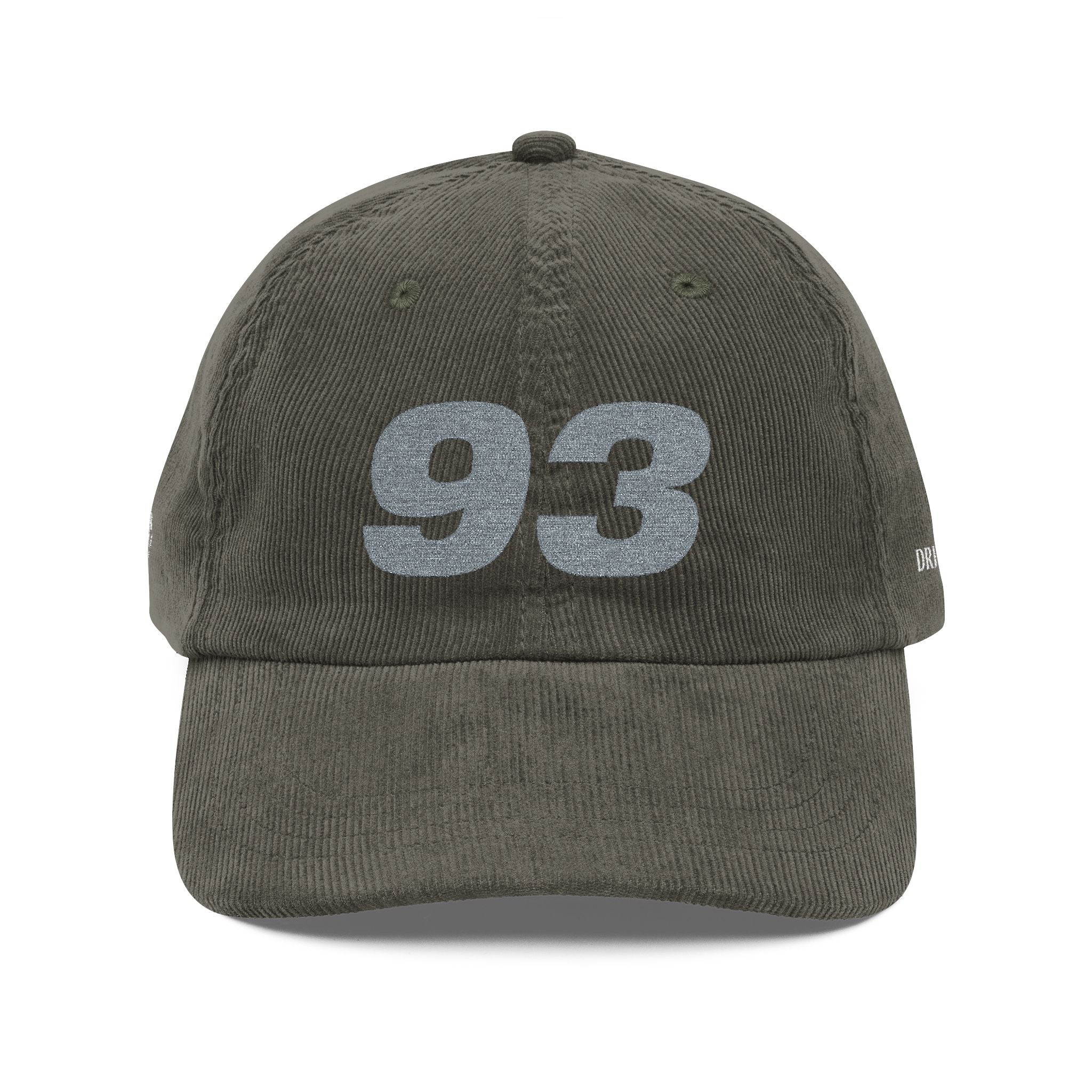 Vintage Corduroy Baseball Cap — Embroidered '93' Retro Dad Hat