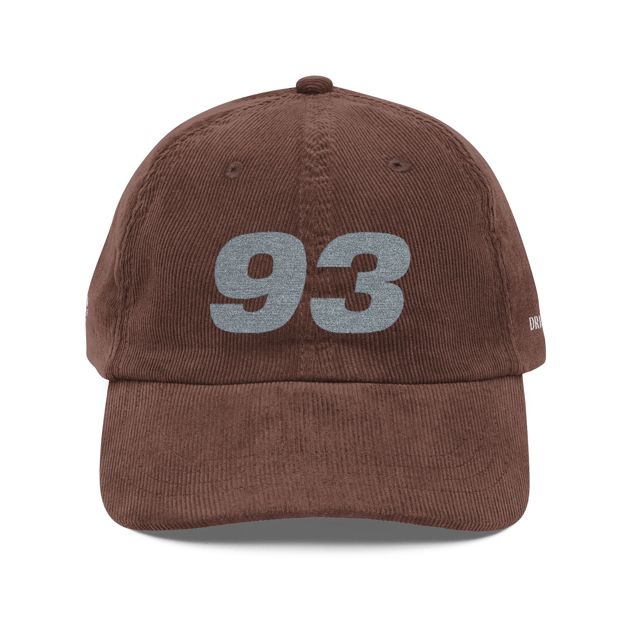 Vintage Corduroy Baseball Cap — Embroidered '93' Retro Dad Hat